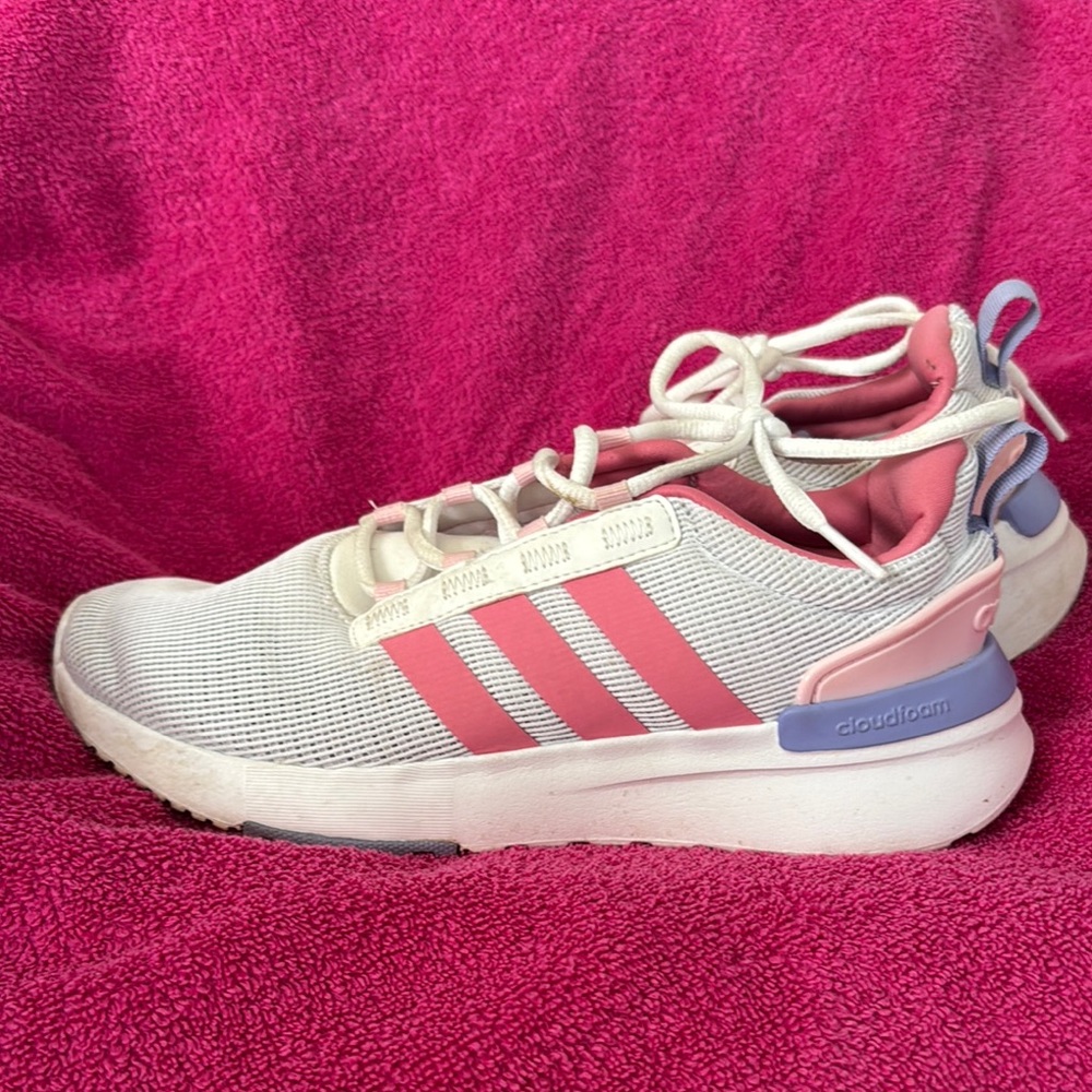 Adidas Women's Pink and White Sneakers